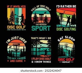 
retro vintage sunset background, Disc Golf T Shirt Design, bundle, retro vintage sunset background