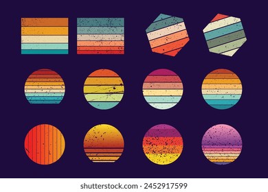 Retro Vintage Sunset Background for T-Shirt Design. Retro Vintage Sunset Grunge Distress Striped Texture Background Graphic for T-Shirt Design