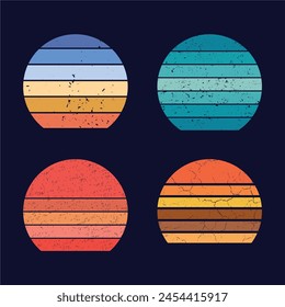 Retro Vintage Sunset Background for T-Shirt Design. Vintage sunset collection in 70s 80s style. Graphics for the print products, t-shirt, vintage sports apparel, Vector illustration, fashion, badge.