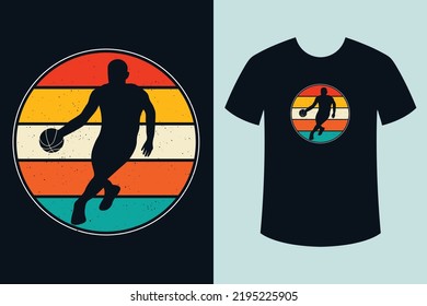 Retro vintage sunset basketball t shirt design