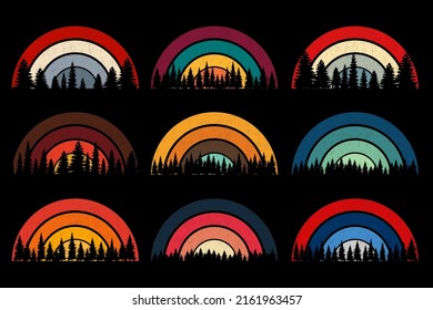 Retro Vintage Sunset Clipart Background