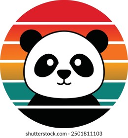 Retro vintage sunset Funny Panda Happy Panda Gift Panda Lover Art
