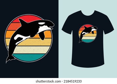 Retro vintage sunset orca t shirt designs, Killer whale t shirts