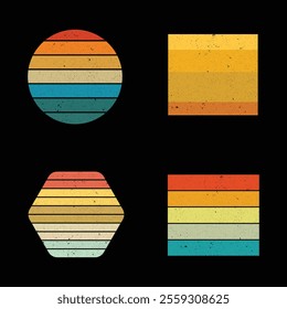 Retro and Vintage Sunset Shape collection in 70s 80s
