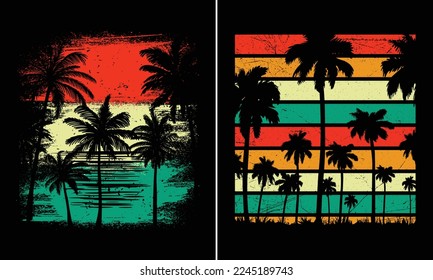 Retro Vintage Sunset Summer Beach T-shirt Graphic For Your POD Business