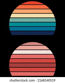 Retro Vintage Sunset T- shirt design element, Sunset retro logo, Style of the 70s-80s.