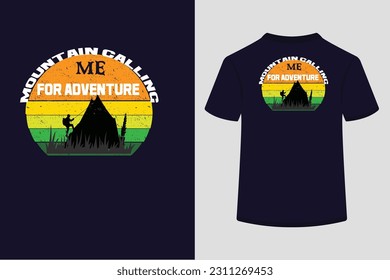 Retro vintage sunset t shirt design, Mountain calling me for adventure.