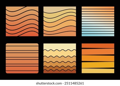 Retro Vintage Sunset  Vector Background, Colorful Sunset Vector Shapes, Retro Sunset Illustration, Colorful Vintage Sunset EPS File