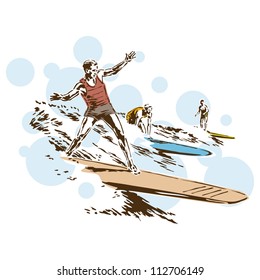 Retro Vintage Surfing Sports Vector