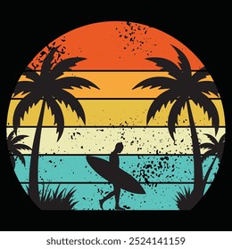 Retro Vintage Surfing Surf Style Palm Tree For Surfers t shirt design