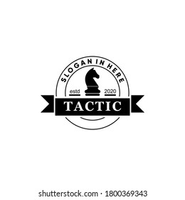 retro vintage tactic strategic knight icon chess logo design vector