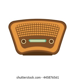 Retro and vintage technology concept represented by radio icon. isolated and flat illustration 