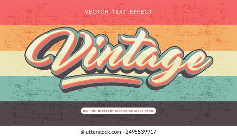 Retro vintage text effect with 3d editable 70s and 80s text style