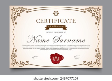 retro or vintage theme certificate. award design template