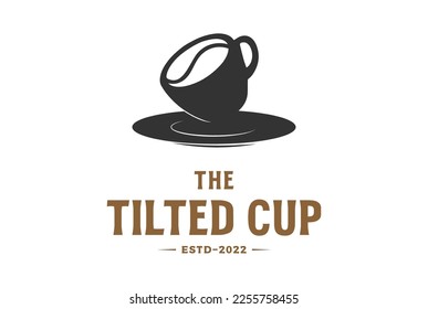 Retro Vintage Tilled Coffee Cup for Cafe Restaurant Logo Design