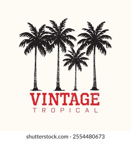 Retro Vintage Tropical Palm Trees Vector Illustration	