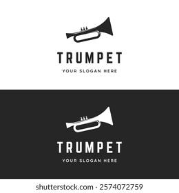 Retro vintage trumpet logo design.