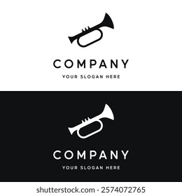 Retro vintage trumpet logo design.