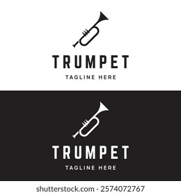 Retro vintage trumpet logo design.