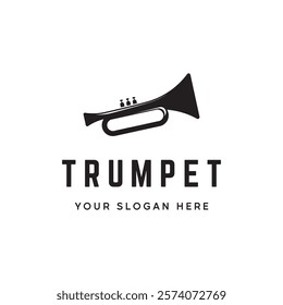 Retro vintage trumpet logo design.