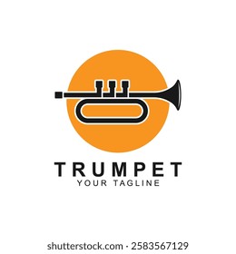 Retro vintage trumpet logo design. classic jazz trumpet logo. simple black trumpet cornet for jazz music logo design