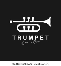 Retro vintage trumpet logo design. classic jazz trumpet logo. simple black trumpet cornet for jazz music logo design