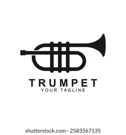 Retro vintage trumpet logo design. classic jazz trumpet logo. simple black trumpet cornet for jazz music logo design