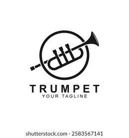 Retro vintage trumpet logo design. classic jazz trumpet logo. simple black trumpet cornet for jazz music logo design