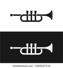 Retro vintage trumpet logo design. classic jazz trumpet logo. simple black trumpet cornet for jazz music logo design