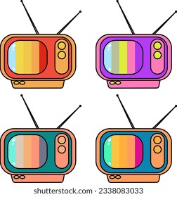Retro vintage TV set colorful