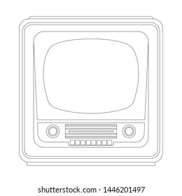 retro vintage tv set,vector illustration,lining draw
