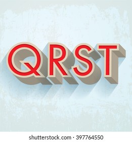 retro/ vintage typography/ font/ alphabet design vector Q,R,S,T