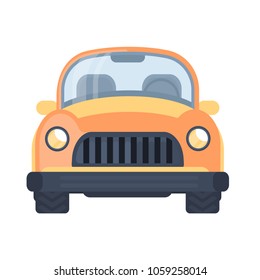 Retro vintage or urban car. Front view vector illustration.