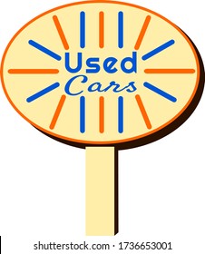 Retro vintage used cars sign