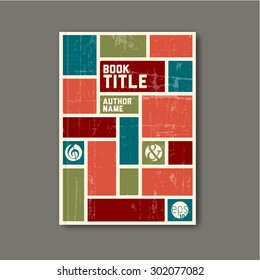 Retro vintage Vector abstract brochure / book / flyer design template - retro color version