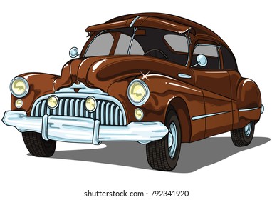 Retro vintage vector car in chocolate color . Transparent on white background. Big set automobiles inside my profile.