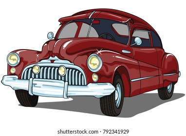 Retro vintage vector car in red color . Transparent on white background. Big set automobiles inside my profile.