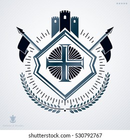 Retro vintage vector design element, heraldic royal insignia.