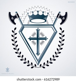 Retro vintage vector design element, heraldic royal insignia.