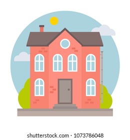 Retro vintage vector flat city house for web design