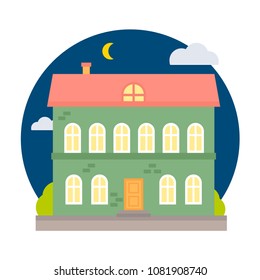 Retro vintage vector flat city house for web design