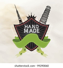 Retro vintage vector label with handmade word