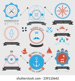 Retro Vintage vector set. Vector design elements, business signs, logos,marine, identity, labels, badges and objects.