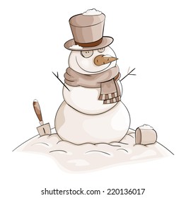 Retro vintage vector snowman
