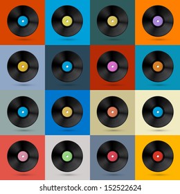 Retro, Vintage Vector Vinyl Record Disc Background 