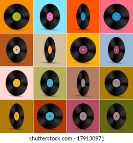 Retro, Vintage Vector Vinyl Record Disc Background 