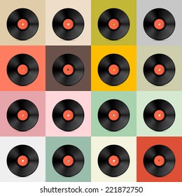 Retro - Vintage Vector Vinyl Record Disc Template 