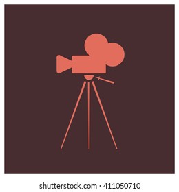 Retro Vintage Video Camera (Flat Vector Illustration)