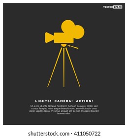 Retro Vintage Video Camera (Flat Vector Illustration)