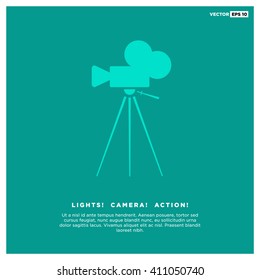 Retro Vintage Video Camera (Flat Vector Illustration)